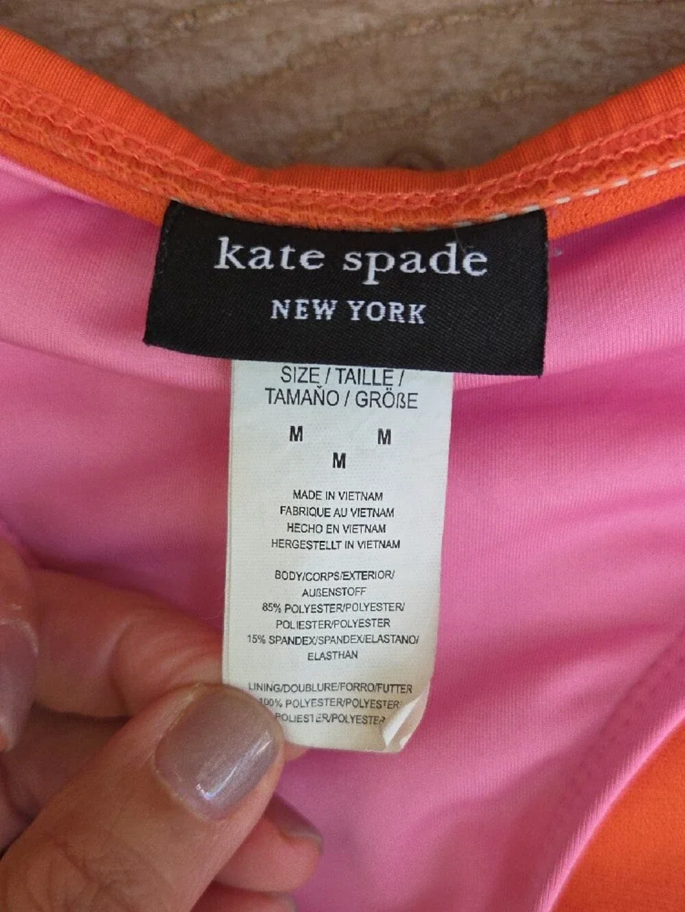 kate spade Medium Pink Bikini Bottom with Orange Interior